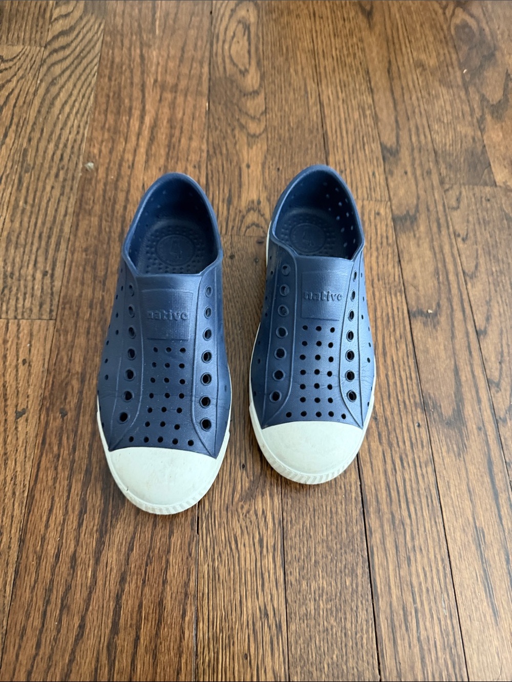 Native Kids Slip-On Water Shoes in Navy with Off-White Toe